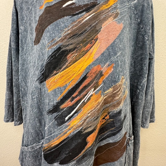 Jess & Jane Womens Opera Charcoal Mineral Wash Tunic Cotton Top Plus 1x 20 22W - Picture 9 of 13